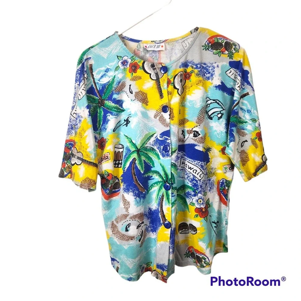 Vintage Act III Button Front Hawaiian Novelty Shirt - Picture 1 of 6